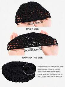 1pc Women's Handmade Crochet Sequin Hair Net Hair Cover Fishnet Sequin Hat Suitable For Daily Use - Burgundy - View 12