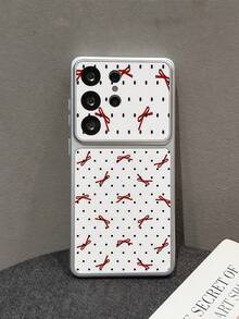 1pc Fashion Black Polka Dot Bow Pattern Spray Painted TPU Full Coverage Phone Case Compatible With Galaxy S26 S25 S24 Ultra S24 Plus S24 FE S23 S22 A55 A54 A53 A52 A50 A30 A42 A35 A34 A33 A25 A24 A20 A30 A15 A17, Smart 8/ Hot 40i/Spark 20/Spark 20C/Spark Go 2024/ G84/ A7 Pro/Honor X9A X9B X9C X9D - Silver - View 5