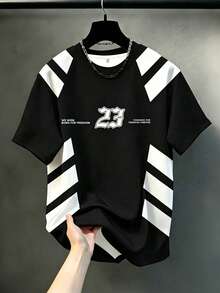 Men's Cyberpunk T-Shirt With "23"/Korean Digital Design - Breathable Round Neck, Regular Pattern, Suitable For Daily Use - Multicolor - View 1