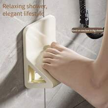 1pc Easy Install Shower Foot Pedal, No Drilling Required, Black Gray Non-Slip Shower Foot Mat, Suitable For Men And Women All Seasons Bathroom Accessory - Multicolor - View 2