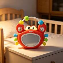 Infant Musical Glowing Crab Rattle Toy, Mirror Tummy Time Sleep Soothing Toy, Sensory Grasping Development Toy, Tactile Texture Early Education Toy, Suitable For All Holidays Christmas Vacation Birthday Newborn Gift - Multicolor - View 11