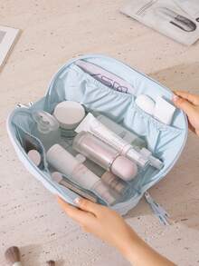1/4pcs Heart-Shaped Quilted Makeup Bag, Blue Home Storage Bag With Zipper, Sweet Cute Bow Makeup Bag Set, Multi-Functional Travel Toiletry Bag, Can Store Skincare Products, Portable Sorting Storage Bag, Suitable For Home, Travel, Dorm, Foam Quilted Beauty Bag, Back To School Essential, Women's Clutch - Blue - View 5