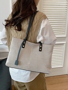2026 Fashion New High-End Large Capacity Minimalist Elegant Vintage Commuter Shoulder Tote Bag - Black - View 5