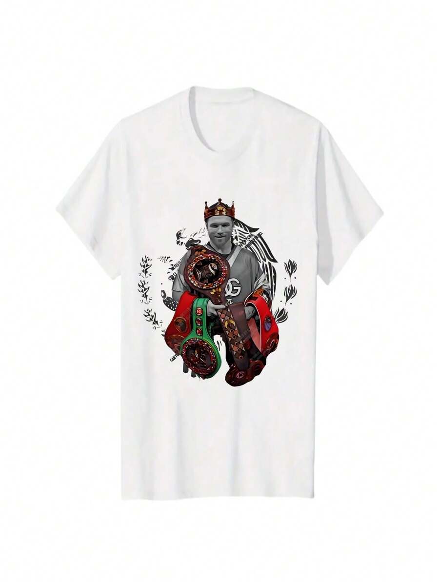 Canelo Alvarez The Undisputed Mexican Boxing Legend Vintage Graphic Cotton T-Shirt For Men - 白色 - 查看 1