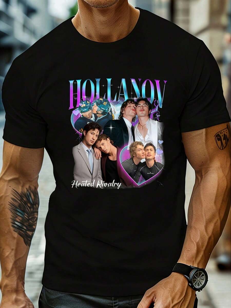 Unisex 100% T-Shirt For The Hollanov Team, Featuring A Heated Rivalry Between Men'S And Men&Women's Teams, Soft And Suitable For All Seasons, Essentia - Black - View 1