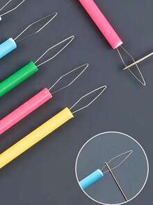 Enhebradores de aguja de plástico de colores, herramienta fácil para coser y hacer cuentas, color aleatorio - Multicolor - Ver 2