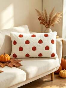 LCUHPCL 1 Stück Herbst/Winter Thanksgiving Kunstfell 3D bestickter Kürbis Kissenbezug, Heimdekoration für Wohnzimmer, Schlafzimmer, Party, Auto und andere Umgebungen - Gebrannte Orange - Übersicht 14