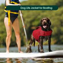 Dog Life Jacket, High Buoyancy Dog Swimming And Boating Life Vest, Adjustable Size (Small, Medium, Large), Equipped With Rescue Handle And Storage Pocket, Reflective Safety Pet Life Jacket, Suitable For Swimming Pool - Red - View 7