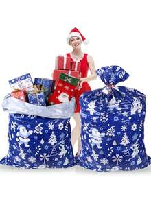 Extra Large Christmas Gift Bag (36" X 56"), Oversized Drawstring Gift Bag With Christmas Theme Design; Suitable For Gift Wrapping, Storage And Home Decor-Perfect Christmas Essential - One Size Fits All - View 4