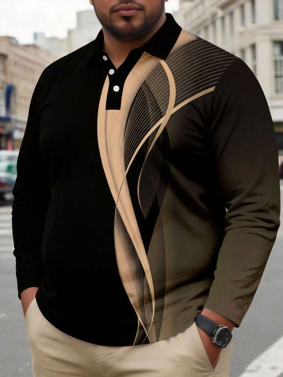 Men's Plus Size Colorblock Casual Versatile Daily Wear Polo Shirt - Multicolor - View 1