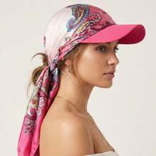1pc Women's Bohemian Leopard/Paisley Print Satin Headscarf Hat, Silky Triangular Brim Sun Hat, Summer Sun Protection Headscarf, Suitable For Summer - Multicolor - View 5