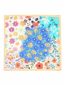 1pc Bandana Watercolor Ditsy Floral Scarf, Light Background Dainty Flower Healing Landscape Design, Multi-Use Neck Tie, Hair Band, Bag Accessory, Elegant Square Scarf - Multicolor - View 2