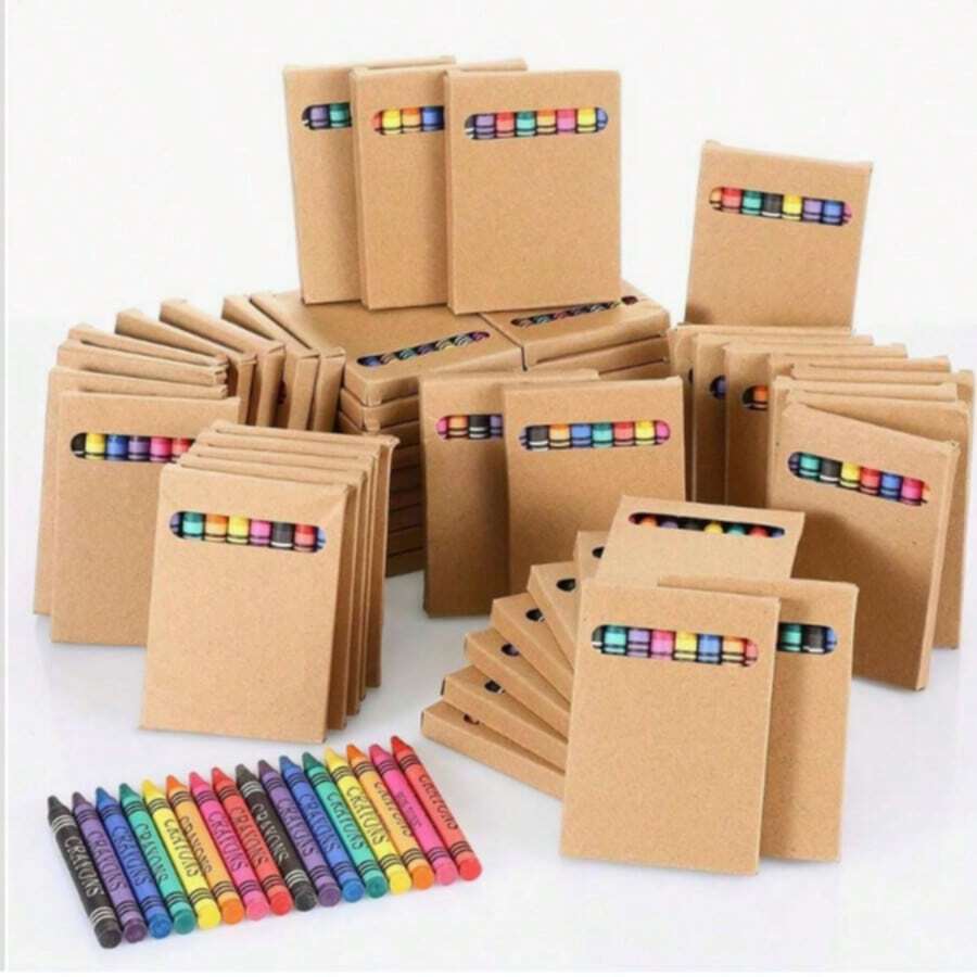 8 Colors Mini Crayons Bulk Kraft Box Set, Colorful Wax Crayons For Classroom Rewards, Kids Birthday Party Favors, Teacher Stationery Gift Supplies - Sets - View 1