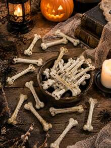 3/5/10pcs Realistic Halloween Skeleton Decor, Realistic Skeleton Props, Party And Holiday Tabletop Decoration, Create Scary Haunted House Party Table Decor - Bone - View 6