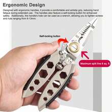 7 Inch Premium 16-In-1 Multi-Functional Universal Wire Stripper, Integrated Wire Cutter Cable Stripping Tool With Adjustable Tightening Screw Handle, Electric Repair Hand Tool - A - View 2