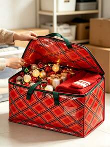 Christmas Theme Storage Bag, Large Capacity Gift Packaging Bag, Holiday Organizer Bag, Thickened Material With Reinforced Handle, Home Decor Closet Storage Rack And Toy Storage, College Dorm Essentials - View 1