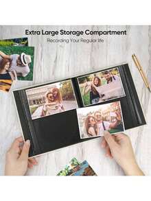 1pc Linen Cover 4x6 Photo Album, 200 Pockets, Pocket Design, Photo Protection, Back To School, School Supplies - D-Multicolor - View 5