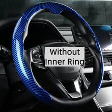3pcs Non-Slip Steering Wheel Cover - Faux Carbon Fiber Pattern + Minimalist Style + High Gloss High Reflective + Center Alignment Marker + Embedded Easy Installation + ABS Resin Base; For Car/Pickup/SUV/MPV/Van/D-Shape/O-Shape/Round Steering Wheel - Faux Carbon Fiber Pattern - View 9
