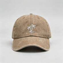 1pc Unisex Fashion Cartoon Coconut Tree Embroidery Retro Baseball Cap - Adjustable Baseball Cap Unisex Casual Hat, Perfect For Outdoor Sports, Travel - Grey - View 6