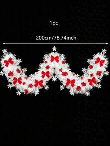 1pc Christmas Wreath Decoration With White Snowflakes, Christmas Tree Decor Accessory, Suitable For Christmas Home Wall Hanging, Stair Railing And Ceiling Hanging Decoration, Christmas - Multicolor - View 11
