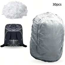 20PCS Outdoor Backpack Rain Cover, Disposable Lightweight Backpack Cover With Elastic Band, Portable Student Travel Disposable Backpack Rain Cover, Outdoor Hiking Backpack Protection Cover, Waterproof Dustproof, Thickened - White - View 9