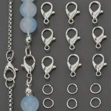 160pcs/320pcs White K DIY Jewelry Findings Assortment With Lobster Clasp And Open Jump Rings, Zinc Alloy Spring Clasp, Bead Connectors, Suitable For Handmade DIY Necklace, Bracelet, Anklet, Jewelry Connector, Bag Pendant, Phone Chain End Clasp, Jewelry Making Accessories Materials - Lobster Buckle & Jump Ring - View 4