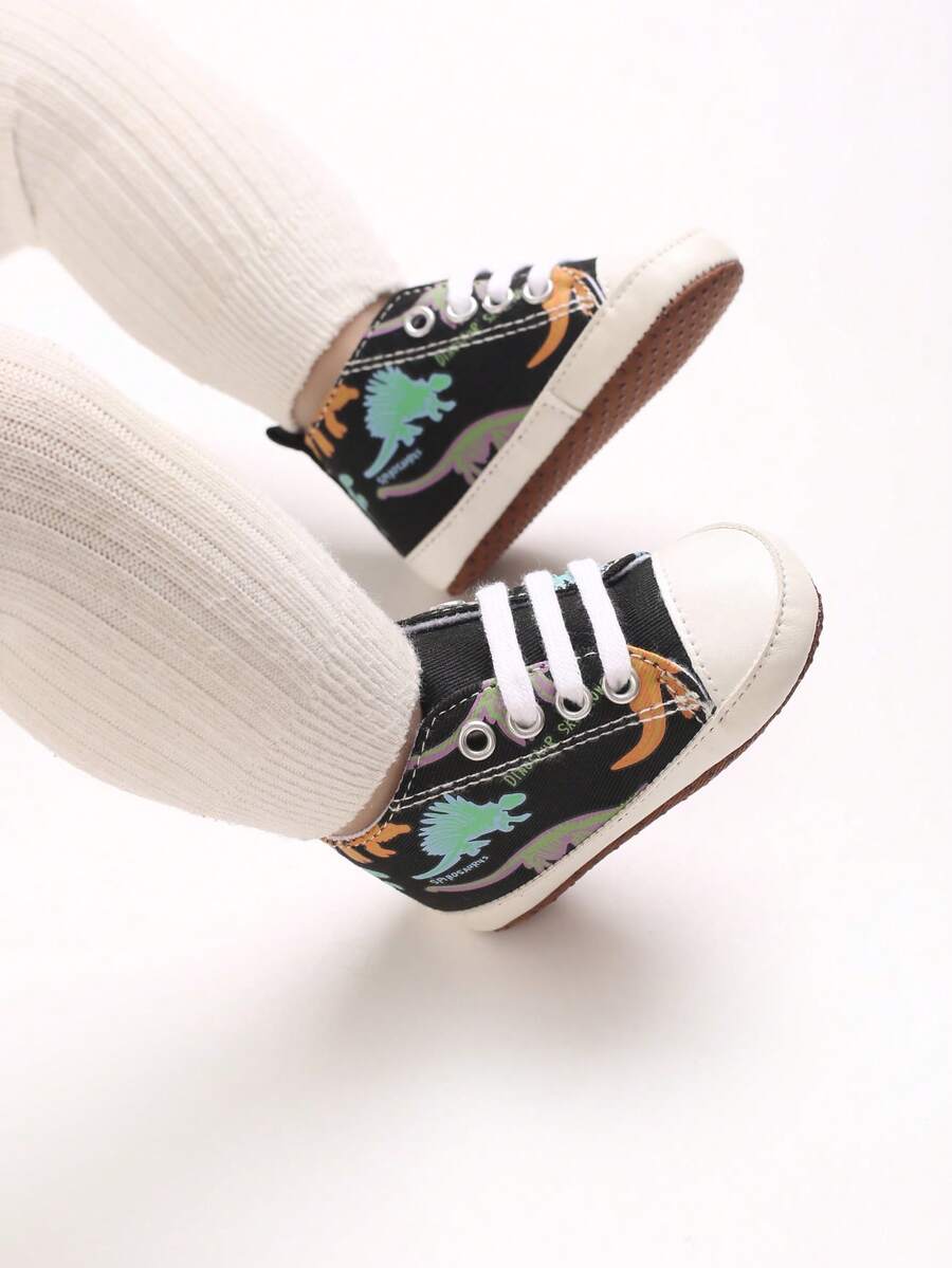 Infant Boys Cartoon Canvas Casual Sports Shoes, Soft Sole Comfortable First Walker Shoes For Newborns - Black - View 1