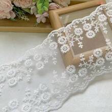 1塊小雛菊刺繡雙邊空心花邊網眼布 Diy服裝裝飾材料 - 白色 - 查看 12