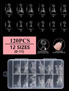 120 pièces/boîte XS Amande Demi-couverture Faux ongles Semi-mat Astuces d'extension de faux ongles Amande super courte Astuces d'ongles en gel souple pour petits lits d'ongles - Transparent - Voir 9