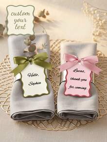 Table Numbers For Wedding,10/20 Personalized Wedding Name Place Cards, Small Table Cards With White Ribbons, Customizable With Multiple Names, Suitable For Weddings, Valentine's Day, Dining, And Dinner Parties. - Multicolor - View 2