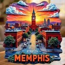 Memphis 磚石建築落日鐘樓磁鐵，三角洲微風低吟靜謐曲調，適用於家中所有金屬表面的紀念品 - A - 查看 6