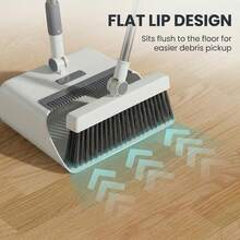 4-In-1 Dustpan And Brush Set, Long Handle Broom With 180° Swivel Head, Detachable Floor Brush, Built-In Comb Teeth, Pull-Out Scraper And Foldable Storage, For Home, Kitchen, Office And Garden - 4-in-1 - View 2