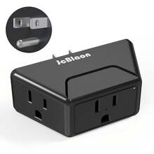 Black 3 Prong Grounded Outlet Extender Angled Wall Plug Splitter 3 Sockets, Cruise Ship Travel Essentials Multi Power Expander For Bathroom Kitchen Countertop - US B Type Plug(110-127V) - View 10