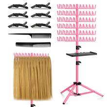 Rak Rambut Kepang 144 Jepit dengan Tinggi yang Dapat Diatur dan Baki Penyimpanan, Set Lengkap Dudukan Pemisah Rambut Ekstensi dengan 6 Jepitan Rambut & 2 Sisir, Warna Hitam Putih Merah Muda (Opsional), Organizer Alat Kepang Rambut Salon, Stand Display - View 8