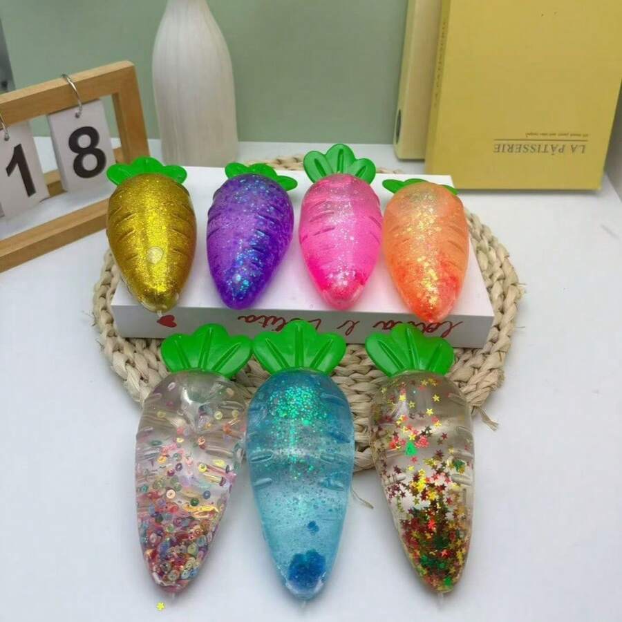 1pc New Stress Relief Maltose Carrot Squeeze Ball Creative Slow Rebound Toy (Random Color)
