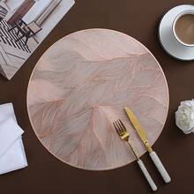 1/4/6/8pcs 15-Inch Rose Gold Round Washable PVC Placemats, Minimalist Style, Non-Slip Heat-Resistant, Suitable For Dining Table, Coffee Bar, Home Decor, Valentine's Day Decor, Wedding Decor - Rose Gold - View 8