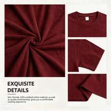 100% Cotton Geographic Inspired Dragonfly Graphic Baby T Shirt For Men And Women |  Exquisite Design |  Loose And Comfortable | Shirts Y2k - 酒紅色 - 查看 2