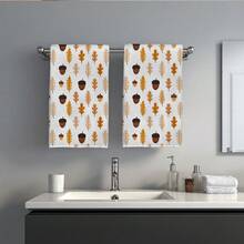 MEMNUN 2 Pcs Autumn Oak Leaf & Acorn Print Kitchen Towels, Dish Cloths, Microfiber Polyester Material, Minimalist Harvest Decor Hand Towels, Thanksgiving Home Decor, Kitchen Decor, Fall Decor, Suitable For Restaurant, Kitchen, Home Decoration And Gift, 40*60cm/45*70cm - Multicolor - View 9
