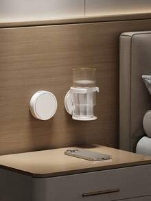 1pc Wall-Mounted Folding Cup Holder, Water Cup Coffee Beverage Storage Rack, No-Drill Car Cup Holder, Suitable For Kitchen, Bedroom And Office - Standard Model - View 7