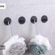 5pcs Self-Adhesive Bathrobe And Towel Hooks - Wall Mounted, Drill-Free Easy Installation, Smooth Matte Finish, Suitable For Bathroom And Kitchen - Black - View 4
