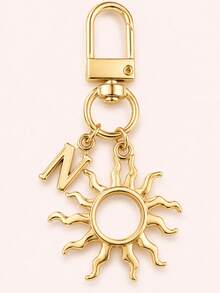 1 pieza Llavero con colgante de sol dorado, dije unisex para bolso, accesorio de lujo - Dorado - Ver 3