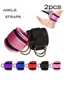 2pcs Fitness Ankle Straps - Suitable For Cable Machine - Adjustable D-Ring, One Size, Premium Padding, Glute Kickback Ankle Straps, Suitable For Fitness Workout, Glute Training, Leg Stretching, Glute And Lower Body Exercises, Suitable For Gym Use - Multicolor - View 1