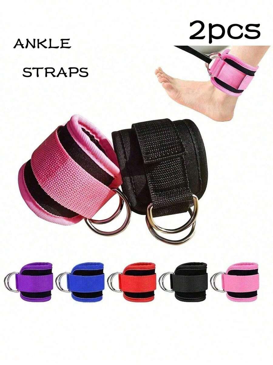2pcs Fitness Ankle Straps - Suitable For Cable Machine - Adjustable D-Ring, One Size, Premium Padding, Glute Kickback Ankle Straps, Suitable For Fitness Workout, Glute Training, Leg Stretching, Glute And Lower Body Exercises, Suitable For Gym Use - Multicolor - View 1