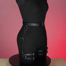 PU Leather Adjustable Thigh Garter Strap, Gothic Style, For Halloween, Thanksgiving, Christmas, Nightclub, Festival And Daily Wear - Black - View 4