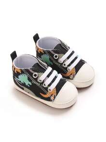 Infant Boys Cartoon Canvas Casual Sports Shoes, Soft Sole Comfortable First Walker Shoes For Newborns - Black - View 2