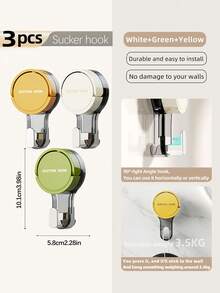 1/3pcs Suction Cup Hook Set, Movable Hook, Vacuum Drill-Free Hook, Minimalist Versatile Style, Fashionable Design, Can Be Installed On Glass Bathroom Shower Door, Bathroom Tile, Mirror And Other Surfaces, Removable And Reusable - A - View 15