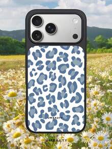 UMBAUTY Cream White Base With Hazy Blue Minimalist Leopard Print, High-Definition Printing Matte Finish, Fashionable And Fun Phone Case, Compatible With Apple Phone 17/16/15/14/13/12/11 Pro Max/Plus/Mini/48e, Elegant Design Suitable For Men And Women, Perfect Gift For Girlfriend On Christmas, Valentine's Day, Easter, Wedding Season And Birthday! - Multicolor - View 5