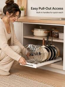 Telescopic Shelf, Pot, Bowl, And Utensil Organizing Rack, Anti-Punching Design,  Expandable Kitchen Organizing Rack With Partition, Space Free Adjustment, Can Adapt To Different Types Of POTS And Pans, Kitchenware,Kitchen Orangizer - A - View 4