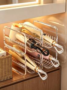 1/2/3pcs Curling Iron Storage Rack Hair Dryer Organizer Box Egg Roll Hair Comb Organizer Straight Hair Comb Storage Straight Hair Clip Storage Rack Vertical Stackable Desktop Transparent Acrylic Organizer - Multicolor - View 3