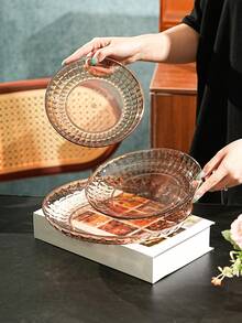 PET Material Durable Tray, Suitable For Snacks, Candies, Fruits, Dried Fruits And Nuts - Perfect For Home Living Room Decor, Weddings, Parties And Various Holiday Occasions - Amber - View 7